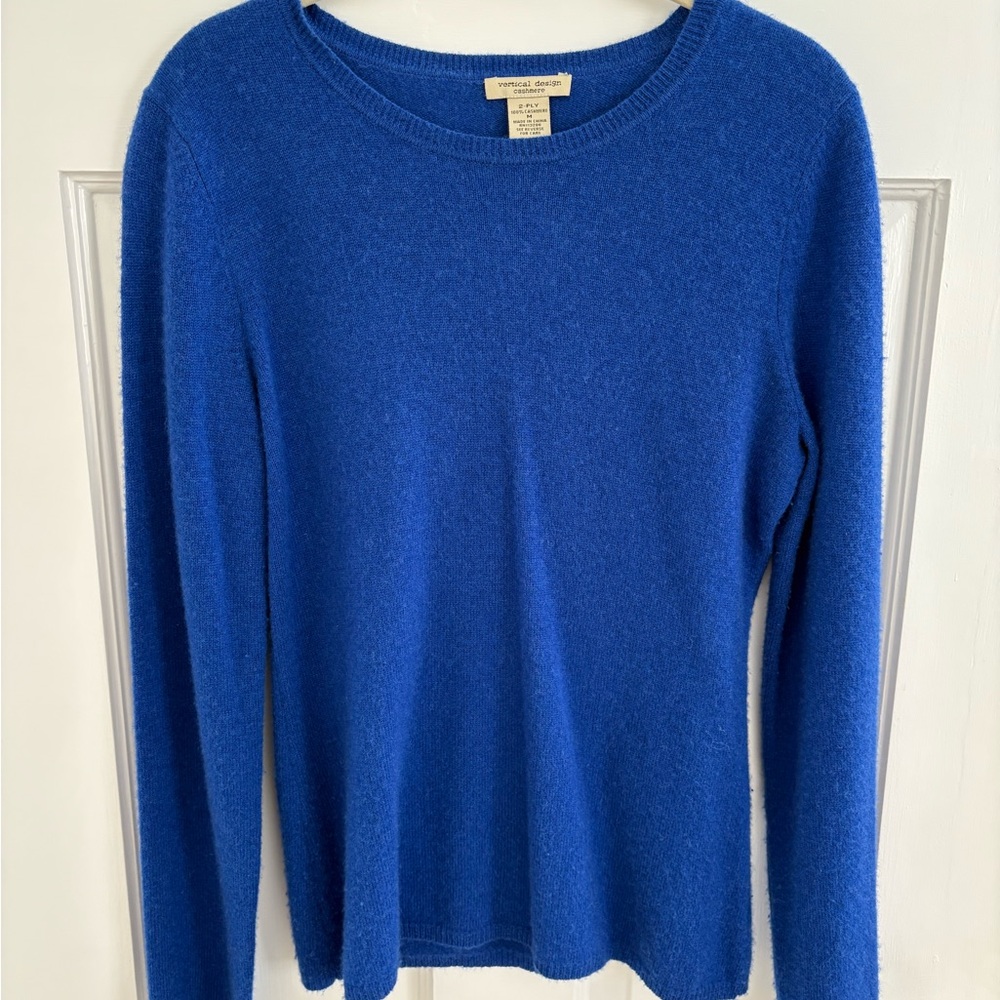 Vertical Design Blue Cashmere Sweater